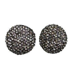 Spring Street Round Silver-Tone Pave Rhinestone Earrings Sparkling Stud Design F